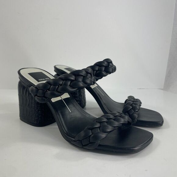 Dolce Vita Heels Womens Chunky Shoe Braided Slip on Slides Sz 7.5 - Picture 10 of 12